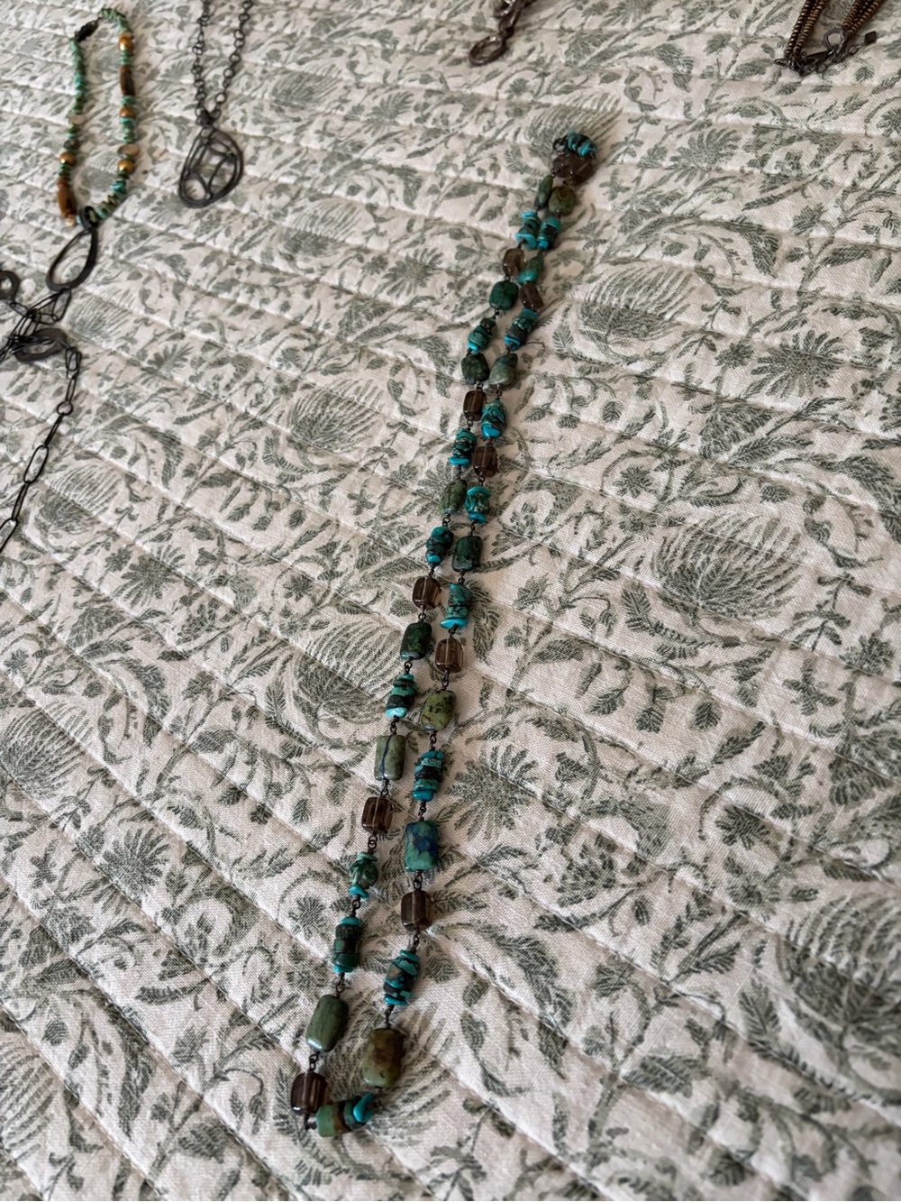 Turquoise and Green Beaded Women's Necklace